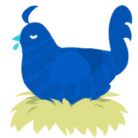 A ultramarine chicken with a bar pattern
