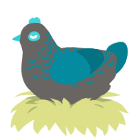 A grey and sea chicken with a half-lace pattern