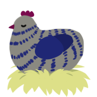 Blue Stilton, a ash and navy chicken with a bar pattern