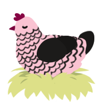A rose and sable chicken with a lace pattern