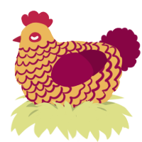 tangy, a honey and maroon chicken with a lace pattern