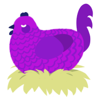 A amethyst and violet chicken with a lace pattern