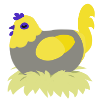 A ash and yellow chicken with a head pattern