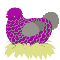 A plum and ash chicken with a lace pattern