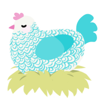 A white and aqua chicken with a double-lace pattern