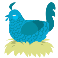 A cerulean and sea chicken with a lace pattern
