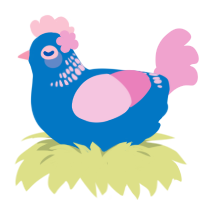 A sapphire and pink chicken with a neck-band pattern