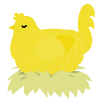 A yellow chicken with a lace pattern