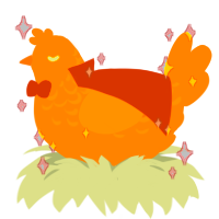 A orange chicken with a half-lace pattern