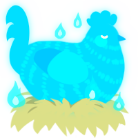 A cerulean chicken with a bar pattern