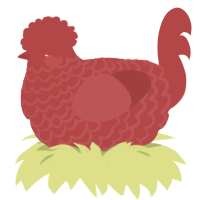 A red chicken with a lace pattern