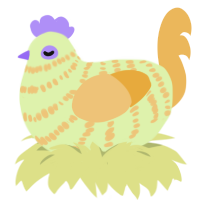 A apple and honey chicken with a bar pattern