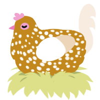 A ochre and cream chicken with a speckle pattern