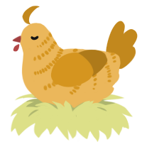 A honey and ochre chicken with a half-bar pattern