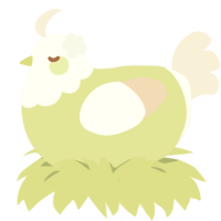 Meringue, a lemon and cream chicken with a head pattern