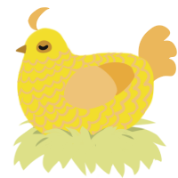 A yellow and honey chicken with a lace pattern