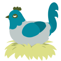 A silver and sea chicken with a head pattern
