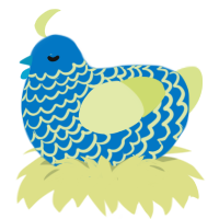 A sapphire and lemon chicken with a lace pattern