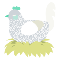 A mist and white chicken with a double-lace pattern