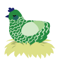 A viridian and gluppy chicken with a lace pattern
