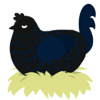 A black and tumblr chicken with a speckle pattern