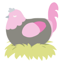 A ash and pink chicken with a head pattern