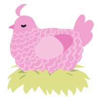 A pink chicken with a lace pattern