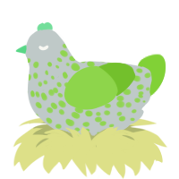 A silver and grass chicken with a speckle pattern
