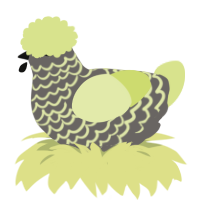 A grey and lemon chicken with a lace pattern