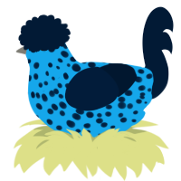A sky and tumblr chicken with a speckle pattern