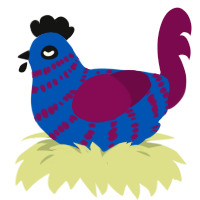 A ultramarine and wine chicken with a bar pattern