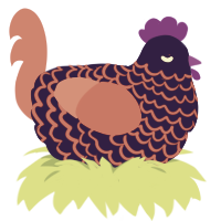 A lemon and turquoise chicken with a lace pattern