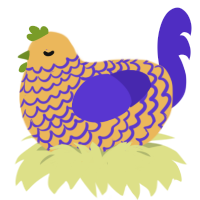A honey and indigo chicken with a lace pattern