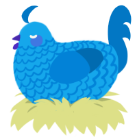 A sky and sapphire chicken with a lace pattern