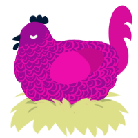 A plum and fuchsia chicken with a double-lace pattern