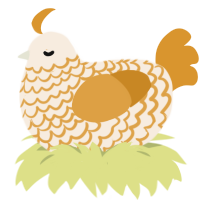 A cream and orange chicken with a lace pattern
