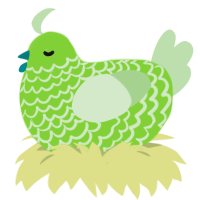 Blarp, a grass and gluppy chicken with a lace pattern