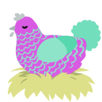 A orchid and mint chicken with a lace pattern