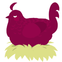 A maroon chicken with a half-lace pattern