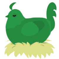 A viridian chicken with a head pattern