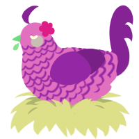 Princess Aloha, a orchid and violet chicken with a lace pattern