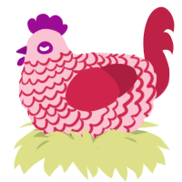 A rose and crimson chicken with a lace pattern