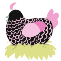 Silver Rose, a black and pink chicken with a lace pattern