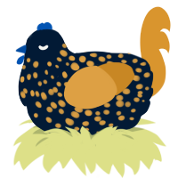 A tumblr and orange chicken with a speckle pattern