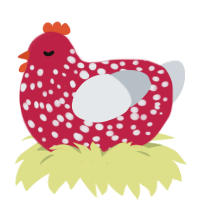 shroom, a crimson and mist chicken with a speckle pattern