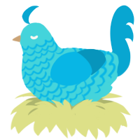 thats just a bird, a aqua and cerulean chicken with a lace pattern