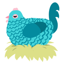 A aqua and sea chicken with a lace pattern