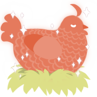 A vermilion chicken with a lace pattern