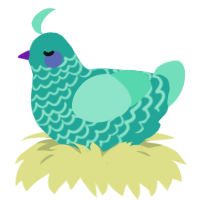 A turquoise and mint chicken with a lace pattern