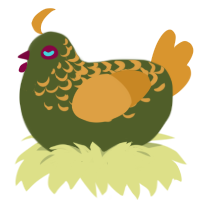 A olive and orange chicken with a half-lace pattern